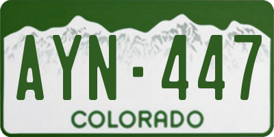 CO license plate AYN447