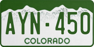 CO license plate AYN450