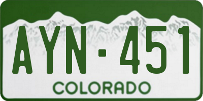 CO license plate AYN451