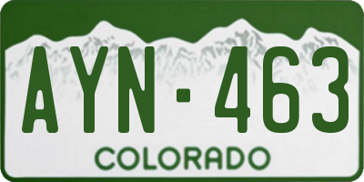 CO license plate AYN463