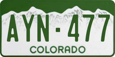 CO license plate AYN477