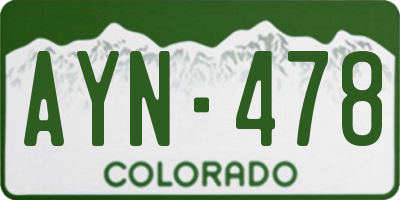 CO license plate AYN478