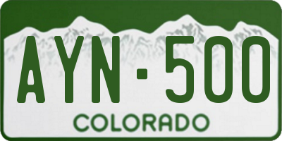 CO license plate AYN500