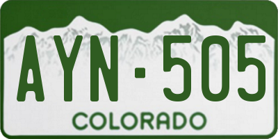 CO license plate AYN505