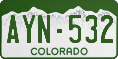 CO license plate AYN532