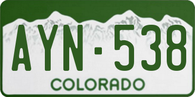 CO license plate AYN538