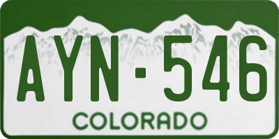 CO license plate AYN546