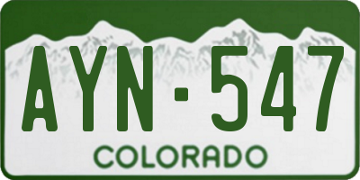 CO license plate AYN547