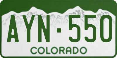 CO license plate AYN550