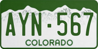 CO license plate AYN567