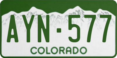 CO license plate AYN577