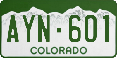 CO license plate AYN601