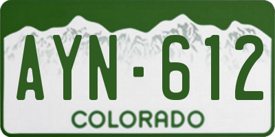 CO license plate AYN612