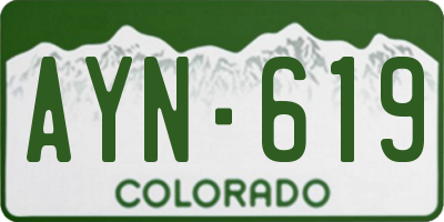 CO license plate AYN619