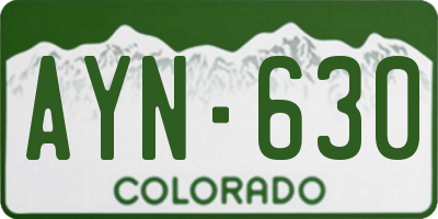 CO license plate AYN630