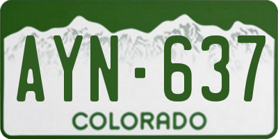 CO license plate AYN637