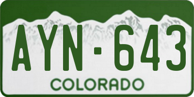 CO license plate AYN643