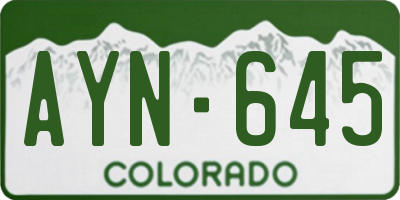 CO license plate AYN645