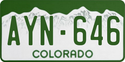 CO license plate AYN646