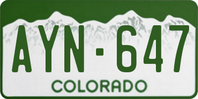 CO license plate AYN647