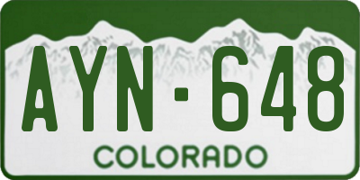 CO license plate AYN648