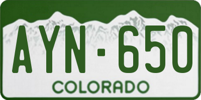 CO license plate AYN650