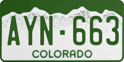 CO license plate AYN663