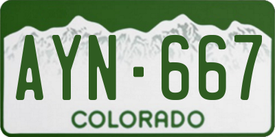 CO license plate AYN667