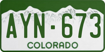 CO license plate AYN673