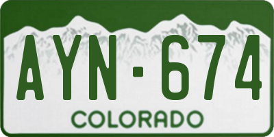 CO license plate AYN674