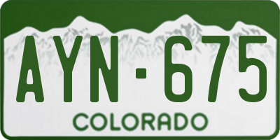CO license plate AYN675