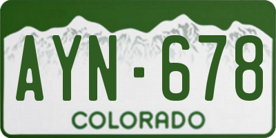 CO license plate AYN678