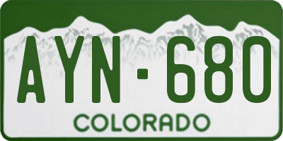 CO license plate AYN680