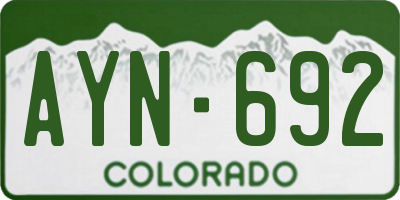 CO license plate AYN692