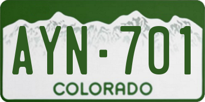 CO license plate AYN701