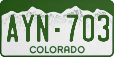 CO license plate AYN703