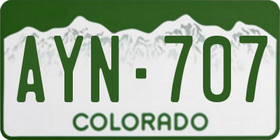 CO license plate AYN707