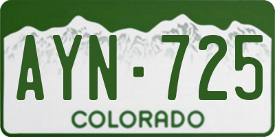 CO license plate AYN725