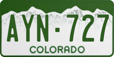 CO license plate AYN727