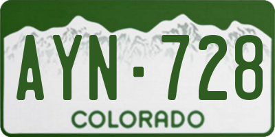 CO license plate AYN728