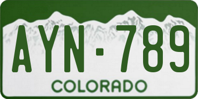 CO license plate AYN789