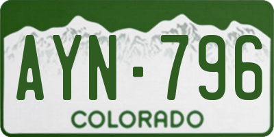 CO license plate AYN796