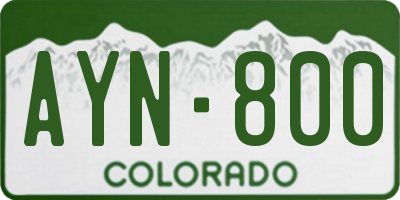 CO license plate AYN800