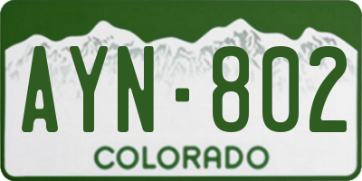 CO license plate AYN802