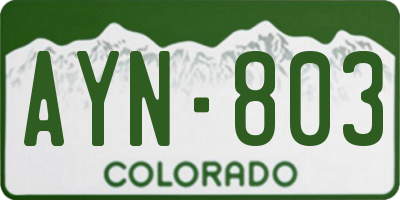 CO license plate AYN803