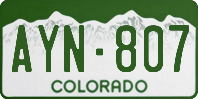 CO license plate AYN807