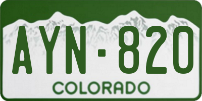 CO license plate AYN820