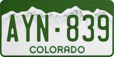 CO license plate AYN839