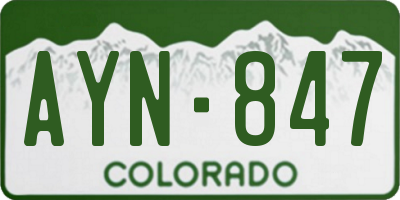 CO license plate AYN847