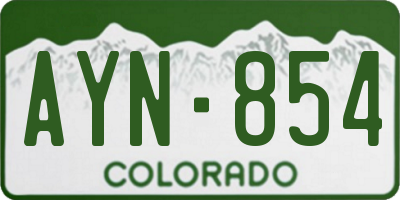 CO license plate AYN854